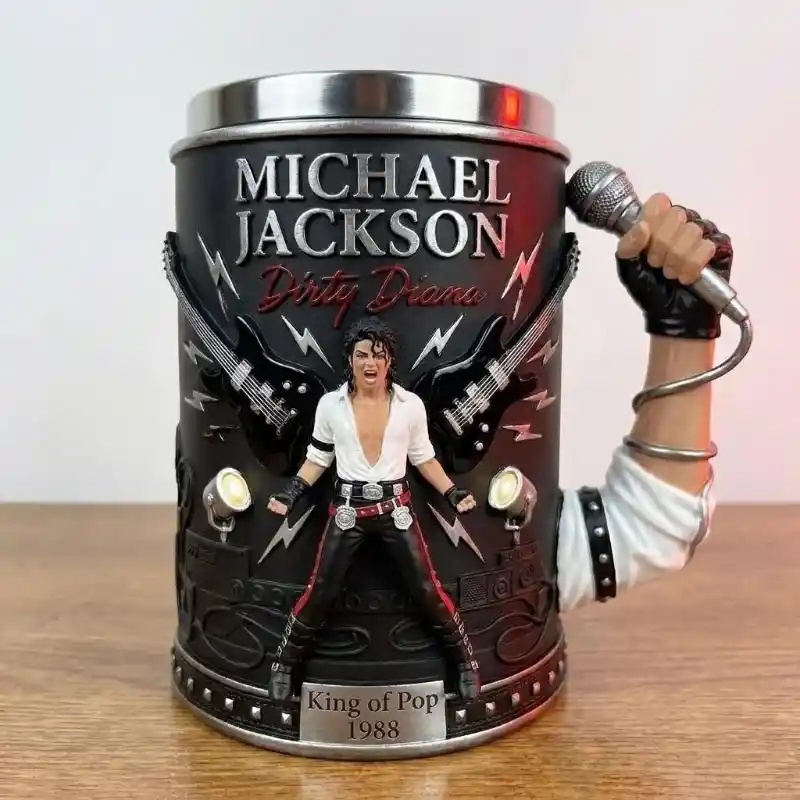 Michael Jackson King of Pop 3D Sculpted Resin Stainless Steel Coffee Mug Collectible